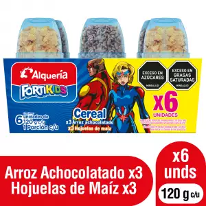 ALIMENTO LÁCTEO ALQUERIA HOJUELAS Y CHOCOARROZ X120g X6u