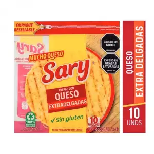 AREPA SARY EXTRA DELGADA QUESO X10 X600g