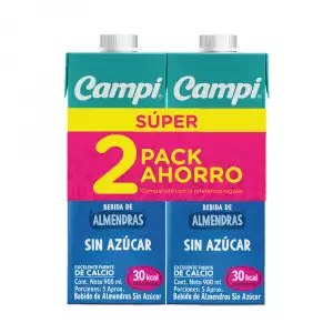 BEBIDA LIQUIDA ALMENDRAS CAMPI SIN AZUCAR CAJA X2u X900ml