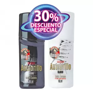 BETÚN BÚFALO LÍQUIDO AUTOBRILLANTE NEGRO +BLANCO 30% X60ml