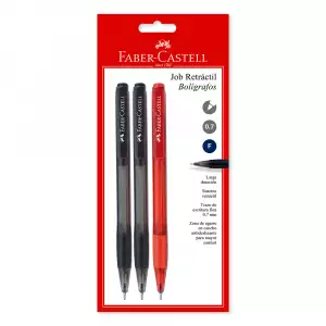 BOLÍGRAFO FABER CASTELL RETRACTIL JOB SURTIDO X3U