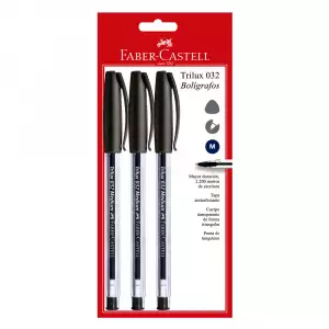 BOLIGRAFO FABER CASTELL TRILUX 032 NEGRO X3u