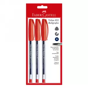BOLIGRAFO FABER CASTELL TRILUX 032 ROJO X3u