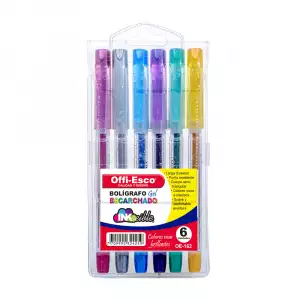 BOLIGRAFO OFFI-ESCO GEL ESCARCHA 162 SURT X6un