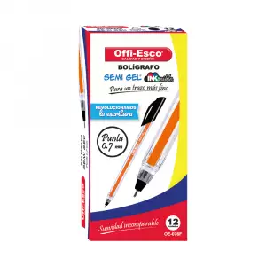 BOLÍGRAFO OFFI-ESCO SEMI GEL NEGRO REFERENCIA 076F X12U