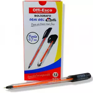 BOLIGRAFO OFFI-ESCO SEMI GEL NEGRO REFERENCIA 076F X1un