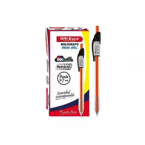 BOLÍGRAFO OFFI-ESCO SEMI GEL NEGRO RETRACTIL REFERENCIA 052 X1u