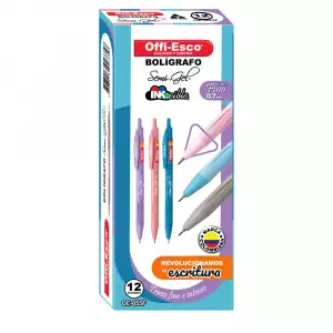 BOLIGRAFO OFFI-ESCO SEMI GEL RETRACTIL PASTEL REFERENCIA 055F X12u