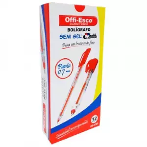 BOLIGRAFO OFFI-ESCO SEMI GEL ROJO REFERENCIA 076F X12un