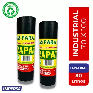 BOLSA BASURA ZAPATOCA INDUSTRIAL NEGRA 70X100 X10u