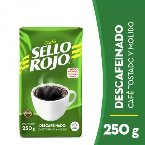 CAFÉ TOSTADO DESCAFEINADO SELLO ROJO X250g