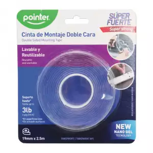 CINTA POINTER TRANSP DOBLE 19mm X2.5mt