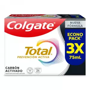 CREMA DENTAL COLGATE TOTAL CARBÓN ACTIVADO X3 X75ml