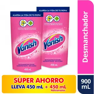 DESMANCHADOR LÍQUIDO VANISH GEL ROPA COLOR X2 X450ml
