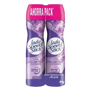 DESODORANTE AEROSOL LADY SPEED STICK FLOWERS X2u X150ml