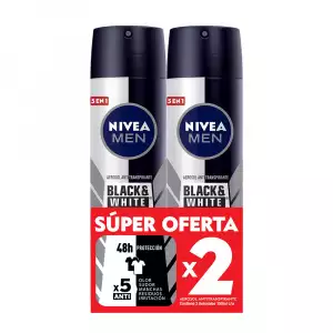 DESODORANTE NIVEA AEROSOL BLACK/WHITE MEN X2U X150ml