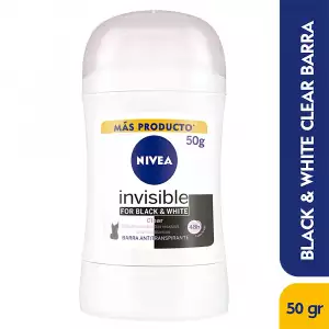 DESODORANTE NIVEA BARRA BLACK WHITH INVISIBLE CLEAR X50g