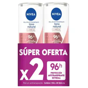 DESODORANTE NIVEA ROLL ON CLINICAL TONO NATURAL X2U X50ml