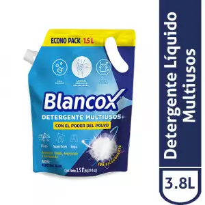 DETERGENTE LÍQUIDO BLANCOX MULTIUSOS PODER DEL POLVO DOYPACK X1500ml