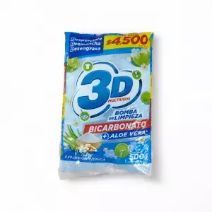 DETERGENTE POLVO 3D MULTIUSOS BICARBONATO + ALOE VERA X500g