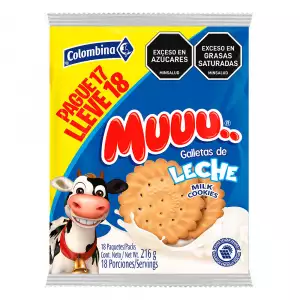GALLETAS LECHE MUUU X18 X12g PAGUE 17 LLEVE 18