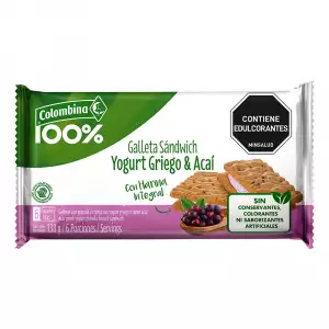 GALLETAS SÁNDWICH YOGURT GRIEGO ACAÍ X6U X138g