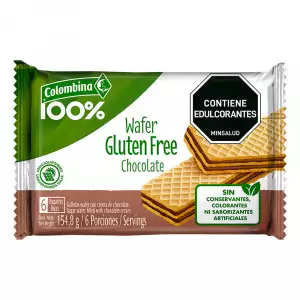 GALLETAS WAFER COLOMBINA SIN GLUTEN CHOCOLATE X8 X19.4g