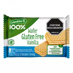 GALLETAS WAFER COLOMBINA SIN GLUTEN VAINILLA X8 X19.4g