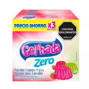 GELATINA GELHADA ZERO FRAMBUESA FRESA LIMON X3 X11g