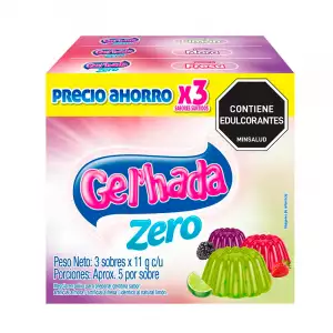 GELATINA GELHADA ZERO MORA FRESA LIMON X3 X11g
