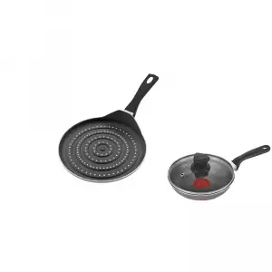 JUEGO SARTEN DE AREPAS IMUSA TALENT + CACEROLA TAPA VIDRIO 16cm