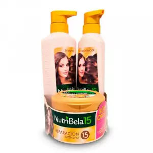 KIT SHAMPOO NUTRIBELA REPARACIÓN INTENSIVA X400ml + ACONDICIONADOR + TRATATAMIENTO