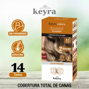 KIT TINTE KEYRA TONO No 8.1 RUBIO CLARO CENIZA