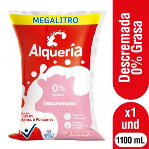 LECHE DESCREMADA 0% GRASA ALQUERIA X1100ml