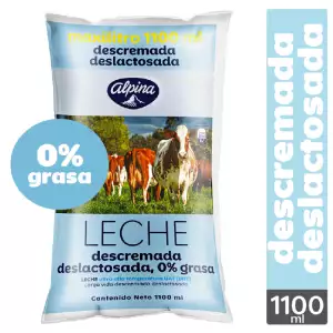 LECHE DESCREMADA DESLACTOSADA ALPINA BOLSA X1100ml