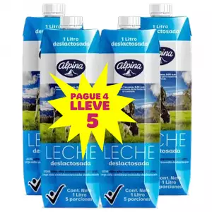 LECHE DESLACTOSADA ALPINA PAGUE 4 LLEVE 5 X1000ml