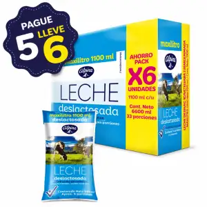 LECHE DESLACTOSADA ALPINA PAGUE 5 LLEVE 6 X1100ml