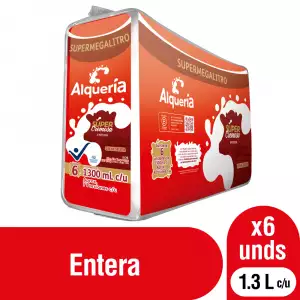 LECHE ENTERA SUPERCREMOSA ALQUERIA X1300ml X6u