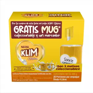 LECHE POLVO ENTERA KLIM CLASICA X480g GRATIS MUG