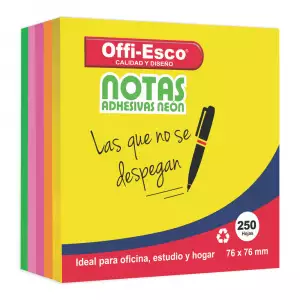 NOTAS OFFI-ESCO ADHESIVA NEON REFERENCIA 374 X250HJ