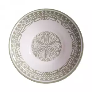 PLATO HONDO REDONDO ESTAMPADO MANDALA GRIS 18cm