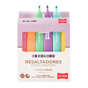 RESALTADOR SC INCOLORS PASTELX6u