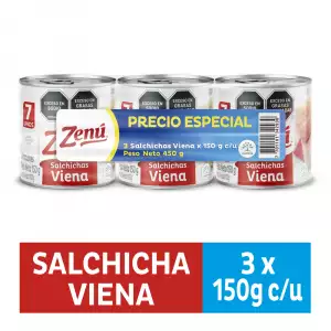 SALCHICHA ZENU VIENA POLLO X3 X150g.