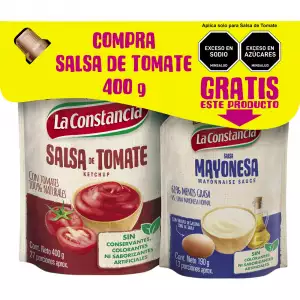 SALSA TOMATE LA CONSTANCIA X400g GRATIS MAYONESA X190g