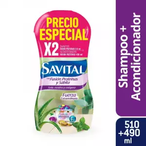 SHAMPOO SAVITAL FUSION PROTEINAS X510ml + ACONDICIONADOR X490ml