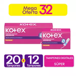 TAMPONES KOTEX SUPER X20un+12u