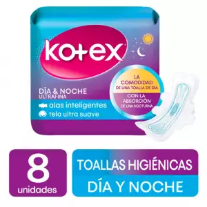 TOALLAS HIGIENICAS KOTEX DIA Y NOCHE TELA X8u