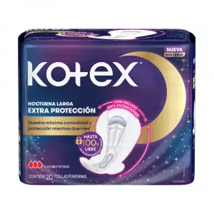 TOALLAS HIGIENICAS KOTEX NOCTURNA EXTRA PROTECCIÓN X20u