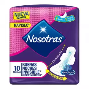 TOALLAS HIGIENICAS NOSOTRAS BUENAS NOCHE INVISIBLE X10U