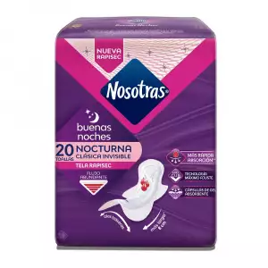 TOALLAS HIGIENICAS NOSOTRAS BUENAS NOCHE RAPIGEL X20un
